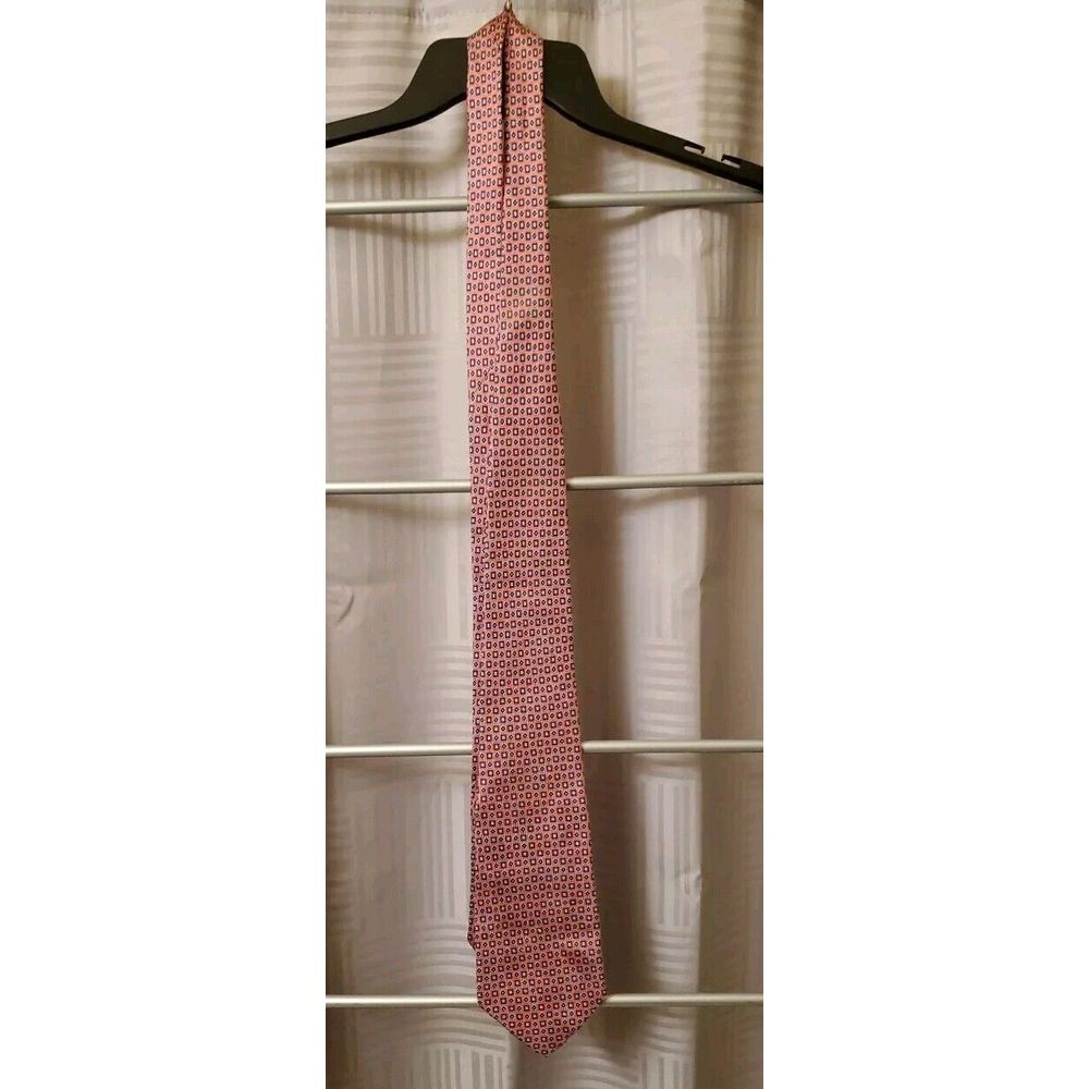 Vintage Polo Ralph Lauren Pink 100% Silk Handmade Printed Mens Neck Tie USA